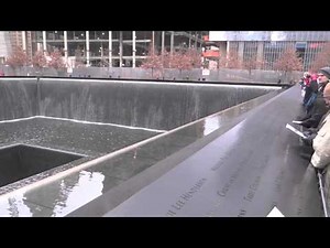 9/11 Memorial Fountains New York. World Trade Towers Memorial at Ground Zero