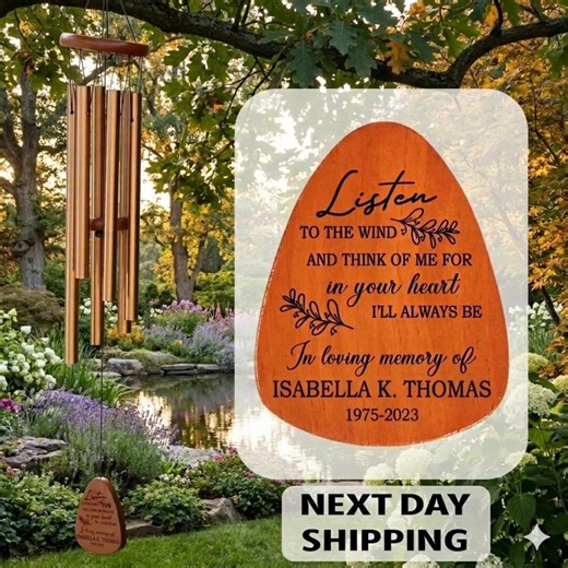 Engraved Memorial Wind Chime, Personalized Sympathy Gift - Etsy