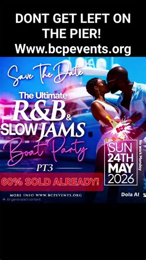 SHOWCASING THE BEST R&B AND SLOWJAMZ BANGERS FROM THE PAST 30 YEARS! WOW! YOU GUYS ARE AMAZING: EARLY BIRD TICKETS SOLD OUT, BIRTHDAY BOOTHS SOLD OUT! 👏🏾👏🏾👏🏾 2nd RELEASE TICKETS ON SALE AND ALREADY MOVING QUICKLY! THIS IS THE 3RD INSTALMENT OF ONE OF THE MOST TALKED ABOUT BOAT PARTIES ON THE RAVING CALENDAR, THIS SELLS OUT MONTHS IN ADVANCE, SO YOU BETTER BE QUICK! https://www.bcpevents.org/event-details/the-ultimate-r-b-slow-jams-boat-party-part-3 #BCPEvents #boatparty #slowjams #rnbmusic