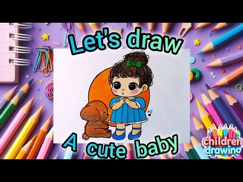 How to draw a cute baby_step by step video lesson