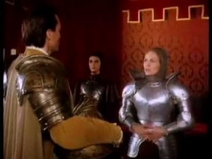 Actress Faye Dunaway In Suit Of Armor