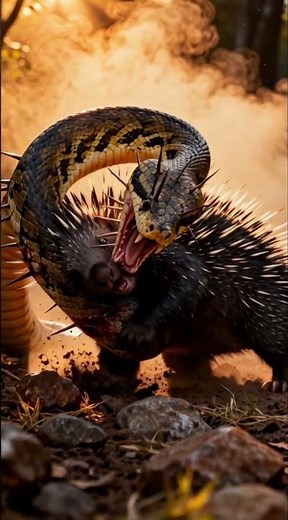 Caught on Camera: Porcupine vs Snake – A Battle of Survival #asmr #wildlife #danger