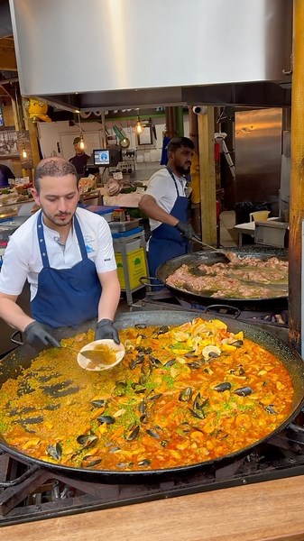 Jack’s Dining Room on Instagram: "Trying the famous Bomba Paella from Borough Market in London @boroughmarket #paella #seafood #seafoodpaella #london #londonfood #boroughmarket"