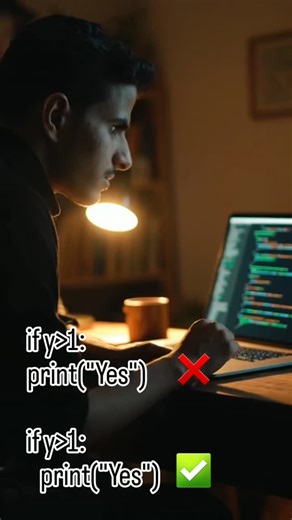 AI Coder | Programming & Tech on Instagram‎: "محد بيفهم غير المبرمجين. اذا فهمت اكتب لي بالتعليقات ايش الخطأ في الاولة. #helloworld #dailychallenge #viralreels #programming #coding #coder #developer #programmer #learncoding #techlife #softwareengineer #100daysofcode #codechallenge #python #java #cplusplus #arabicreels #fyp #reelsinstagram"‎