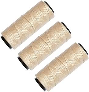 3 Rolls Sewing Threads Weaving Threads Using for Hand Sewing Hair Weft Hair Extensions Wig DIY (Beige)