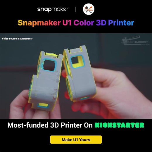 💥After testing the Snapmaker U1, @FauxHammer found it is incredible! Auto material loading, multi-color TPU prints. Tweaks for perfect results! 💪Start your multi-color printing journey with Snapmaker U1! | Snapmaker