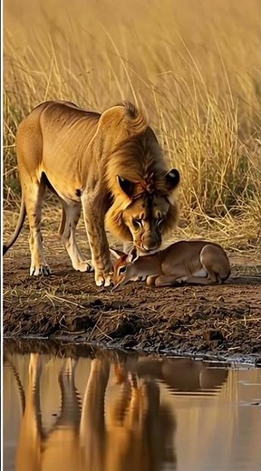 Jungle King Lion saves Baby cub from wolves who attack to kill