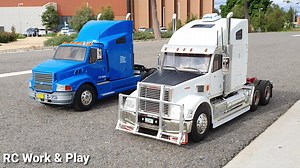 1:14 scale RC Tamiya Ford Aeromax and Knight Hauler prime movers starting up, and heading off to pick up their loads. Full length video to come. To order, or enquire about other products just send us a private message, email rcworkandplay@gmail.com, or call/SMS Rohan on 0423 492 708. | RC Work & Play