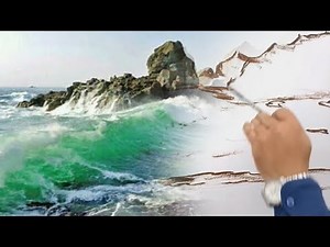Acrylic paint tutorial sea waves and rocks 👆For beginners