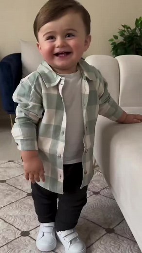 Toddler Exploring a Cozy Living Room Space