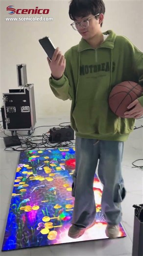 Interactive LED rolling floor screen ,as thin as a smartphone #leddisplay #ledscreen#technology
