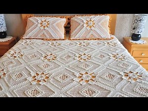 Mostrando como ficou a colcha de Crochê - Passo a passo na descrição