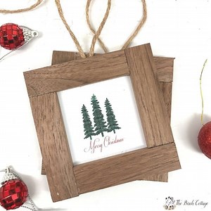DIY Rustic Wood Framed Christmas Ornaments