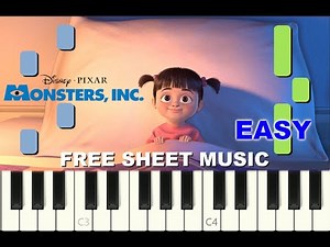 BOO'S GOING HOME from Monsters, Inc., Pixar, EASY Piano Tutorial with FREE Sheet Music (pdf)