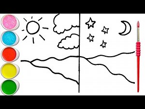 Day and Night Sky Drawing | Coloring & Painting for Kids & Toddlers | SO EASY!