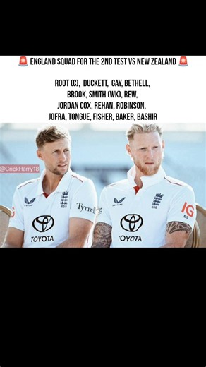 🚨 ENGLAND SQUAD FOR THE 2nd TEST vs #newzealand #shortsfeed #cricket #testcricket #englandcricket
