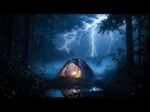 Rain and Thunder on Tent 🌧️⚡ | 2 Hours Thunderstorm Sounds for Sleeping & Relaxing