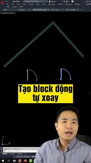 Cách tạo block động tự động xoay khớp với hình trong AutocCAD #autocad