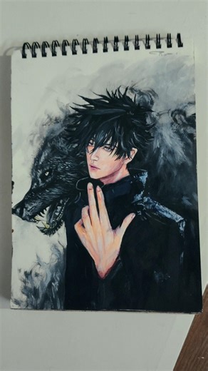 29/30 days anime ❗art challenge draw anime megumi fushiguro🥶acrylic painting realistic#anime#viral