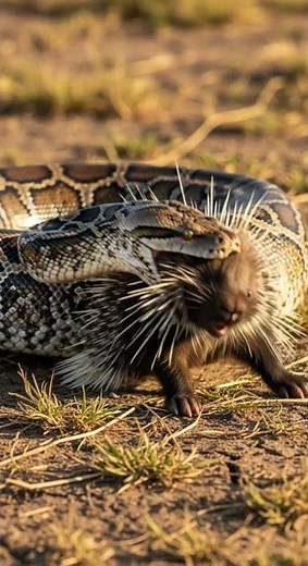 Giant Python Attacks a Porcupine Unbelievable Survival Story #wildlife #python #nature