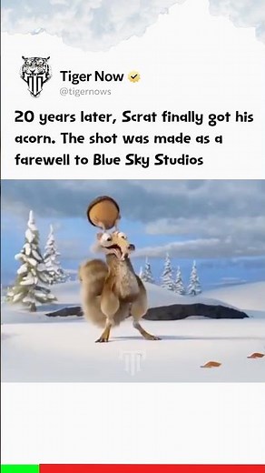20 years later, Scrat finally got his acorn. The shot was made as a farewell to Blue Sky Studios