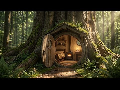 Building a House in the Forest (ASMR) | Mini Home Inside a Tree Trunk