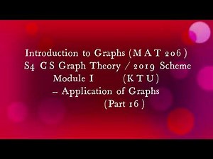 #MAT206 #S4CS #APPLICATION OF GRAPHS #MODULE 1 #INTRODUCTION TO GRAPHS #S1MCA #KTU #2019 SCHEME