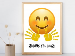Hug Emoji Handprint Art Greeting Card: DIY Kids Present or Card (PDF) - Etsy