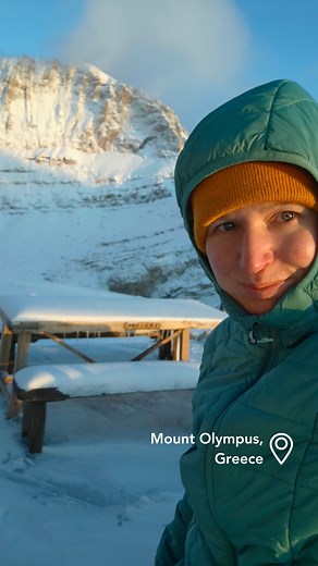 "Waking up at Christos Kakkalos Refuge on Muses Plateau was definitely the best. When I arrived there the day before, it was snowing and there wasn’t any visibility at all. But when we woke up in the morning, we were rewarded with one of the most memorable sunrises I have ever seen. The sun appeared behind strangely-shaped clouds and touched the fan-shaped peaks of Stefani summit, towering over the snowfield of the plateau. It really was a divine view, which made me feel as if time stopped and n