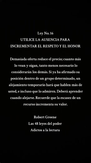 Las 48 leyes del poder, Robert Greene #ley16 #las48leyesdelpoder #robertgreene #adictosalalectura | Adictos A La Lectura
