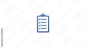 Clipboard line icon animation with chick mark icon. document clipboard icon.