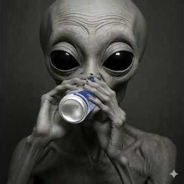 Alien at Area 51 drinks Redbull