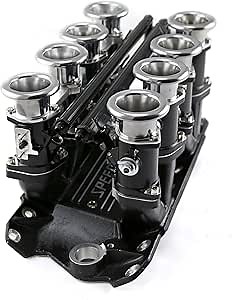 Speedmaster 1-148-004 Compatible with Chevy SBC 350 Downdraft EFI Stack Intake Manifold System Complete Black