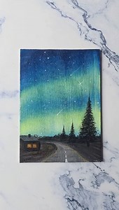Aurora Road Night ✨ | Super Easy Acrylic Painting aurora borealis painting northern lights painting acrylic painting tutorial easy acrylic painting beginner acrylic painting #AcrylicPainting #AuroraBorealis #NorthernLightsPainting #EasyPainting #BeginnerPainting | Jay Lee Paintings