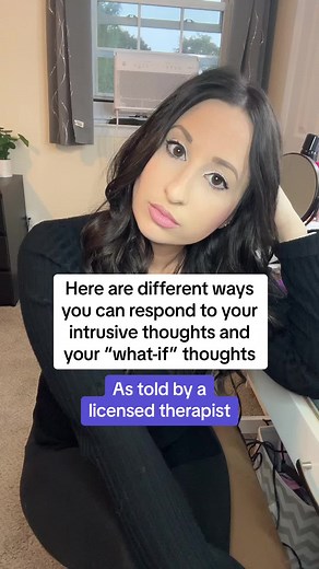 There are so many ways you can start to respond to your intrusive thoughts and your “what-if” thoughts so that they dont have so much of a hold on you. These can help decrease your fear of the content of your thoughts and create detachment from them #anxiousthoughts #overthinking #intrusivethoughts #worrying #rumination #ocd