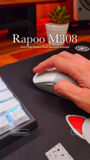 Medoky | Design & Setup on Instagram: "One mouse, three devices, and life just got a whole lot easier.💫 My collaboration with Rapoo this time introduces the Rapoo M308 Multi-Mode Wireless Mouse, a compact mouse with an ambidextrous design, comfortable to use with both left and right hands. Equipped with Bluetooth 5.0 + 2.4GHz wireless, the M308 can connect up to three devices simultaneously—just click and switch devices effortlessly. And what makes it even more worthwhile is its battery life of