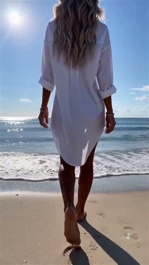 Chic Single-breasted Beach Cover Up Dress – Relaxed Fit & Side Split for Effortless Style