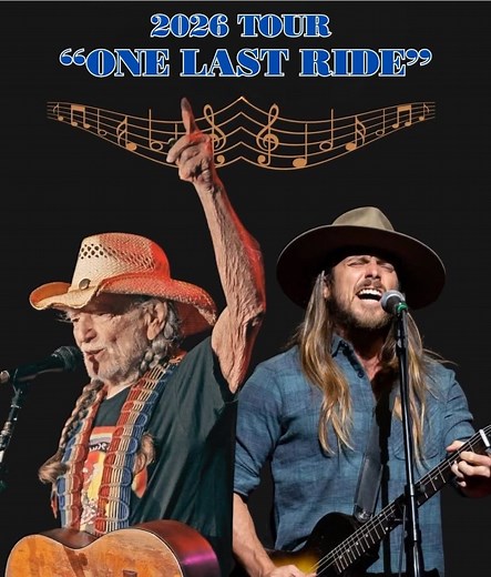 A FAREWELL WRITTEN IN SONG: Willie Nelson with Lukas Nelson Announce 2026 Tour "One Last Ride" — A Father-and-Son Country Music Farewell Fans Will Never Forget! Dates and cities revealed… Country music’s living legend, Willie Nelson, is teaming up with his son, Lukas Nelson, for what promises to be one of the most emotional tours in country history. Announced today, the 2026 “One Last Ride” tour will mark the final time this father-and-son duo share the stage on a nationwide run. With decades of