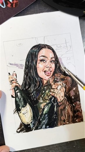 Champagne spilling🍾🖤✨ Ref: @indialovelive #artwork #baddie #acrylicpainting #aesthetic