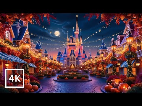 4K Disney World Magic Kingdom Fall Ambience