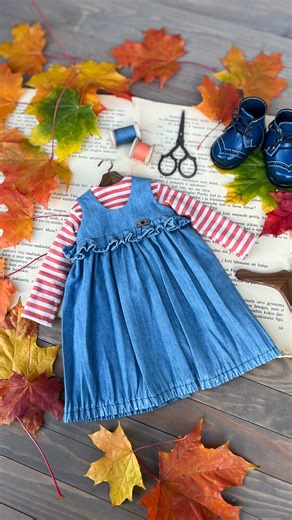 Tiny Autumn Tales 🍂 #fallinspiration #autumnmagic #sybilstales #sewingfordolls #dollphotography #handmade #outfitfordoll #dollclothes #dolls #puppe #apron #denimapron | Sybil's tales