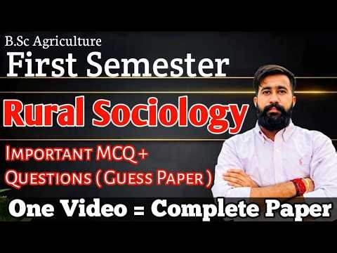 BSc Agriculture 1st Sem 2026 🔥 Rural Sociology Guess Paper | Most Important Questions + MCQ | LIVE