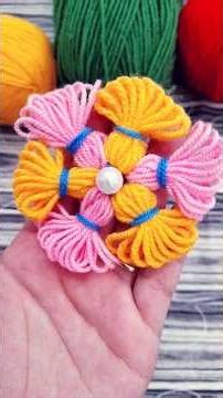 #shorts,How beautiful! super easy 😻How to make woolen flower🤔?#diy #flowers #handmad #craft