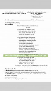 NGỮ VĂN 9- ĐỀ THI KHẢO SÁT 9 VÀO 10 TRƯỜNG THPT NGUYỄN TẤT THÀNH 2025(Đề và đáp án)Các con tham khảo nhé. | Hội Ôn Thi Vào 10 Môn Ngữ Văn
