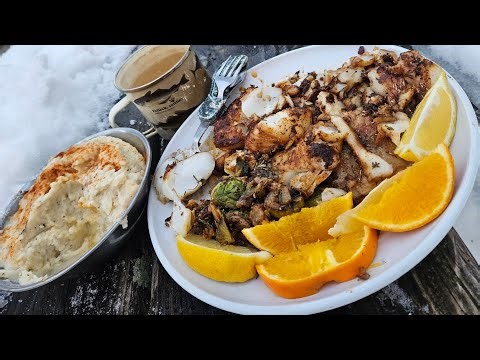Cod Mashed Potatoes And Brussel Sprouts #campcooking #asmr #carcamping