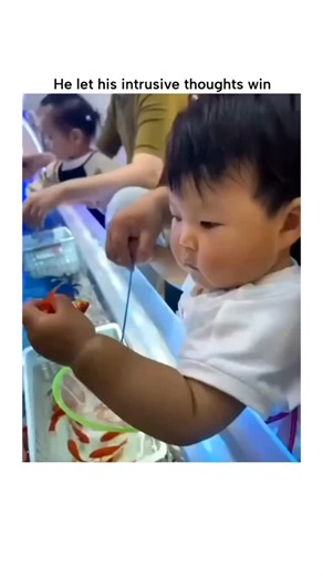 MEMES WORLD 🌎 on Instagram: "The video depicts a toddler in a seafood restaurant impulsively grabbing a live goldfish from an aquarium and attempting to eat it whole, capturing a raw moment of unchecked curiosity that aligns with the caption "He let his intrusive thoughts win.", known for curating context-free clips of quirky human antics, shared this on November 19, 2025, sparking over 120,000 views and 1,400 likes by emphasizing the unfiltered hilarity of everyday impulses.Viewer reactions, i