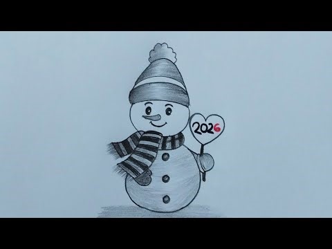 Happy new year drawing so cute / cute 2026 drawing / new year drawing
