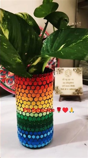 Turned trash into treasure ✨🌈Recycled Waste bottle #Rainbow Mandala Plantter and Night Lamp#diy #art