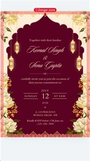 ❤️Easy Wedding Invitation Card in 30 Second|#shorts #youtubeshorts #wedding