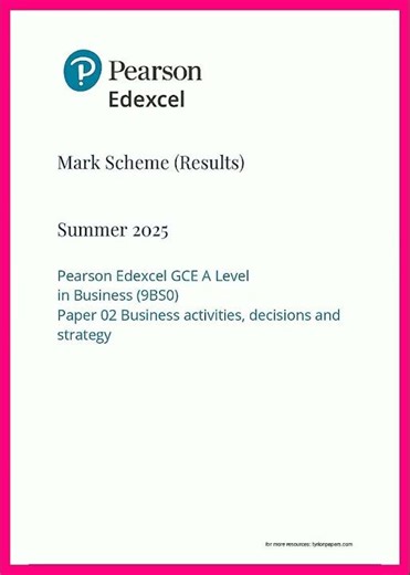 a level edexcel 2025 business paper 2 mark scheme video